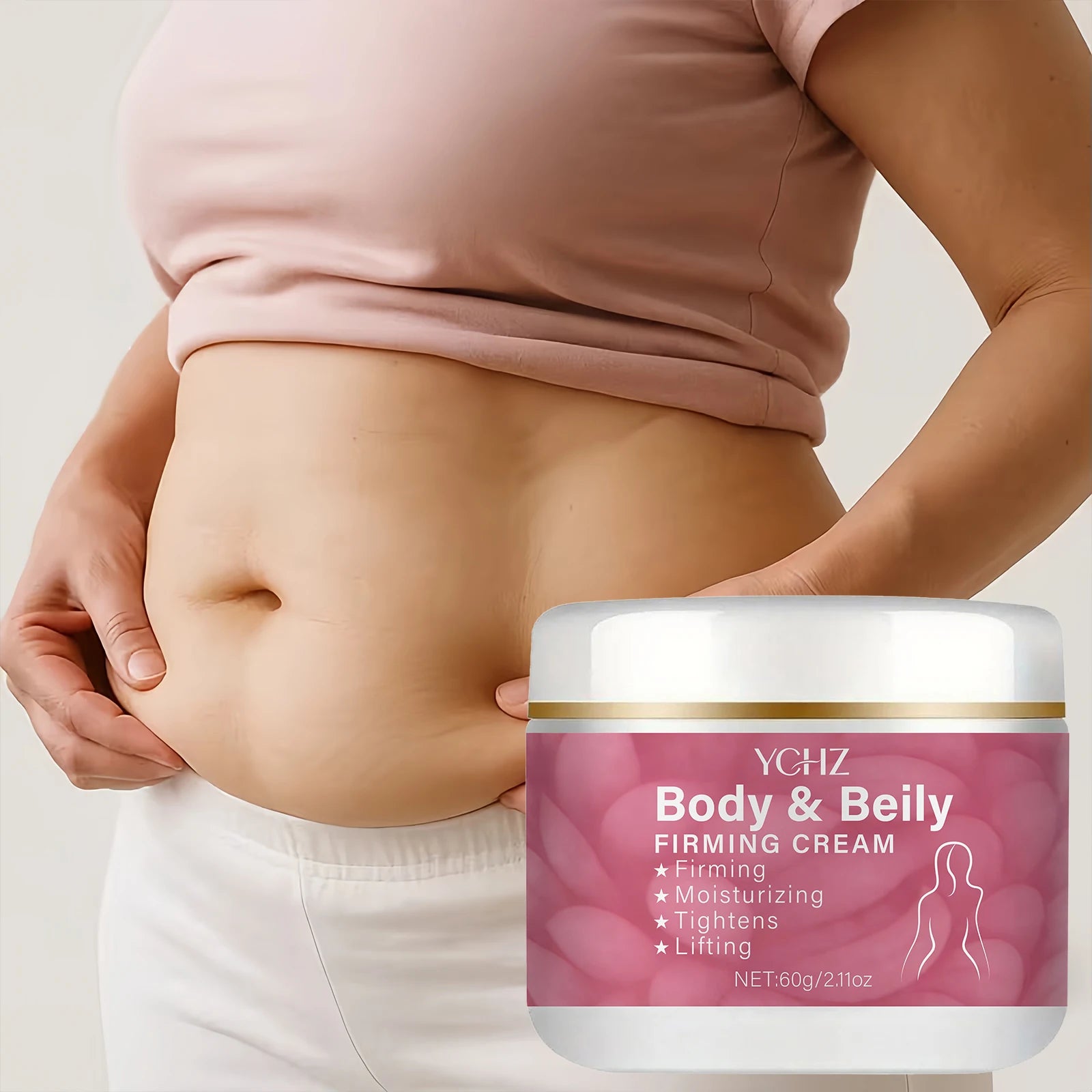 Abdominal Cream |   Rich in Collagen and Hyaluronic Acid, Moisturizing and Nourishing, Used for Firming and Smoothing Light Beige Skin, Light Beige Firming Cream for the Body 2.11 Oz/60G.