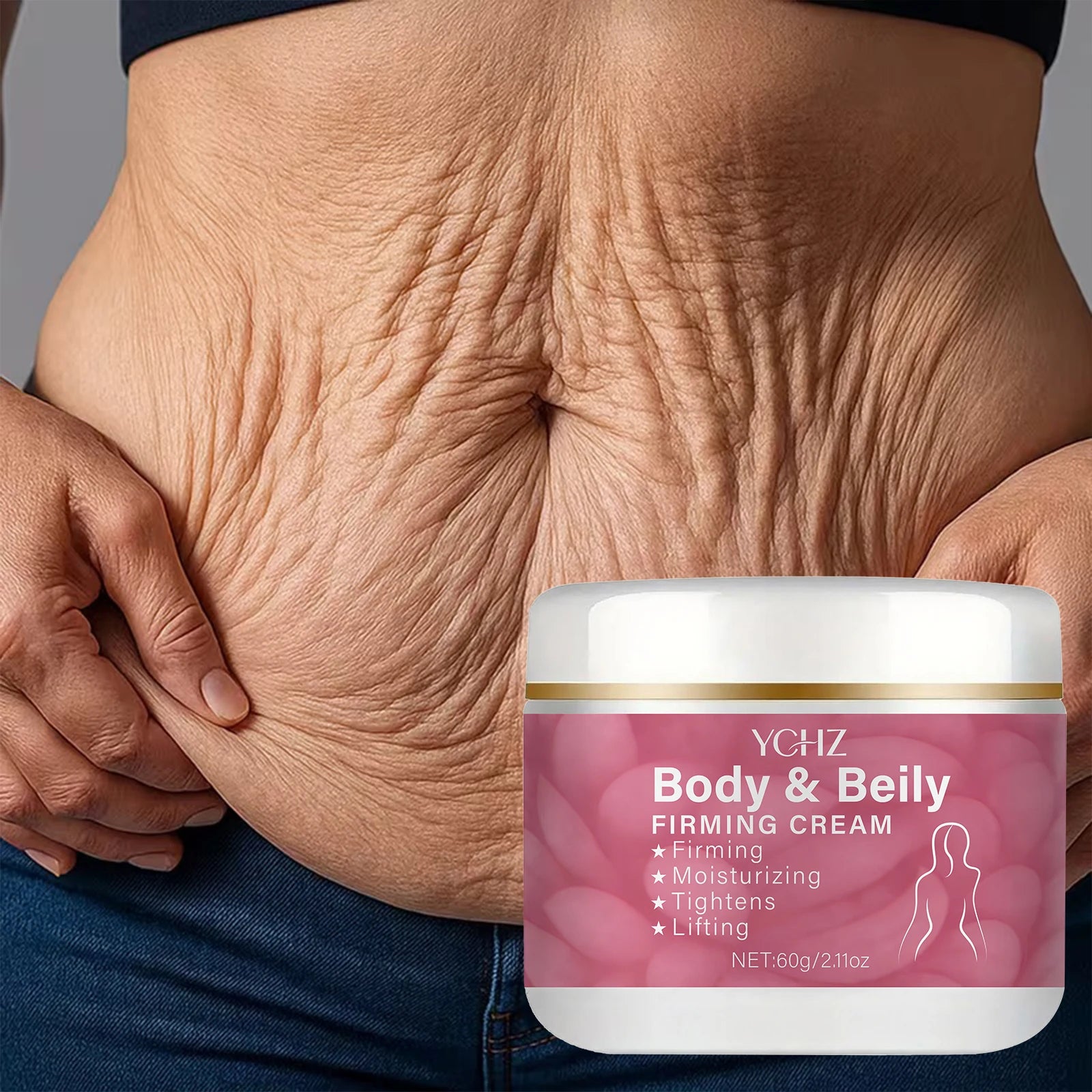 Abdominal Cream |   Rich in Collagen and Hyaluronic Acid, Moisturizing and Nourishing, Used for Firming and Smoothing Light Beige Skin, Light Beige Firming Cream for the Body 2.11 Oz/60G.