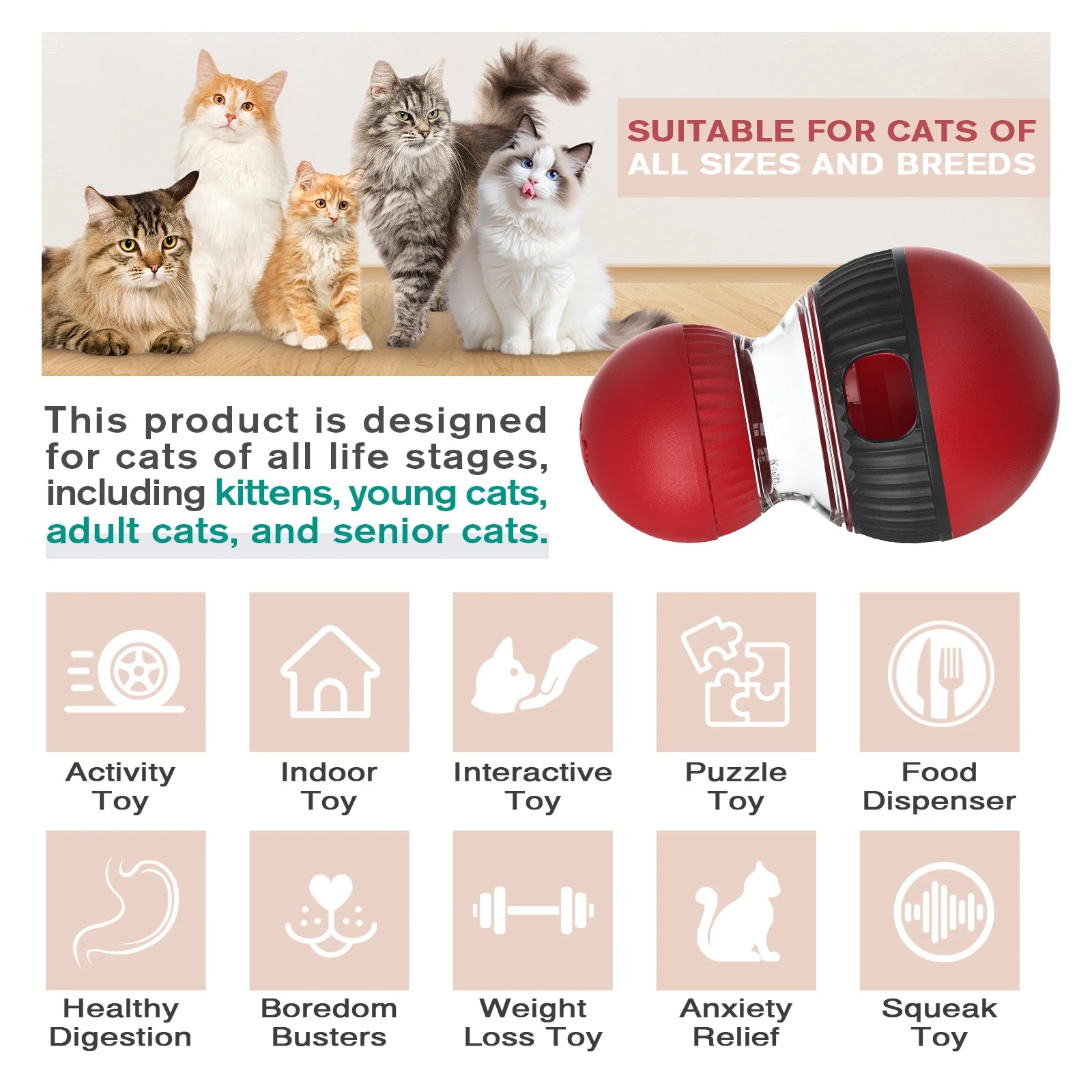 Squeaky Puzzle Feeder for Slow Feeding & Anxiety Relief, Food-Grade ABS