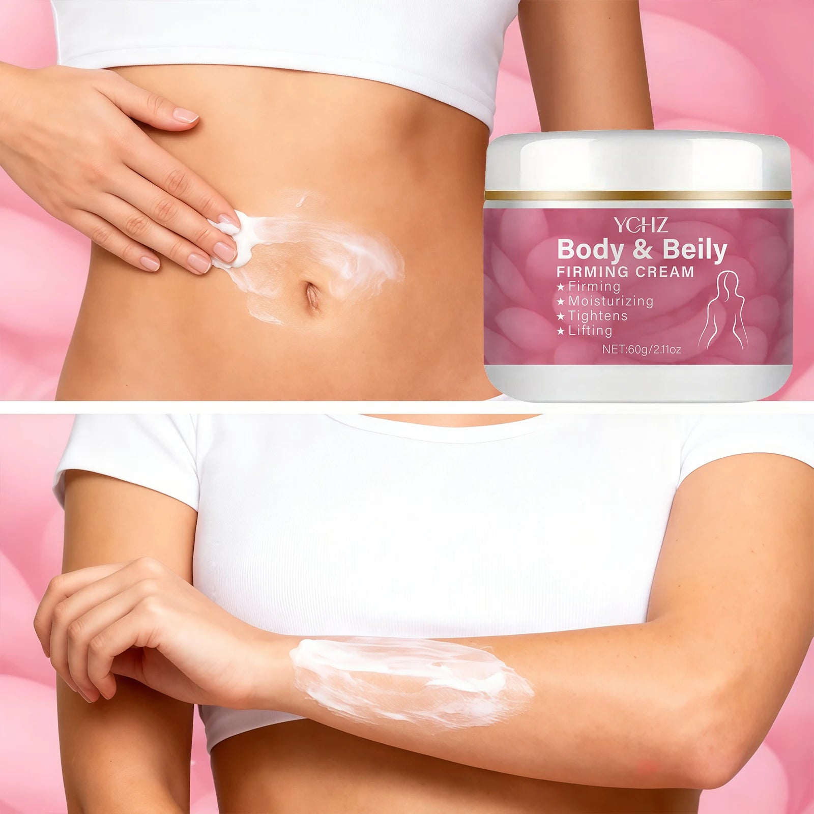 Abdominal Cream |   Rich in Collagen and Hyaluronic Acid, Moisturizing and Nourishing, Used for Firming and Smoothing Light Beige Skin, Light Beige Firming Cream for the Body 2.11 Oz/60G.