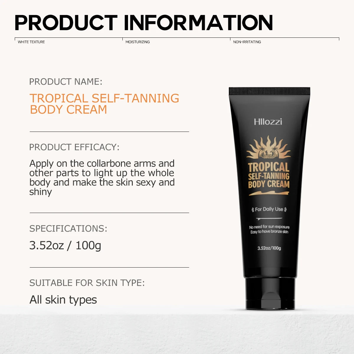 Lotion can be used on all parts of the face and body to hydrate and moisturize. faster and deeper tanning effects