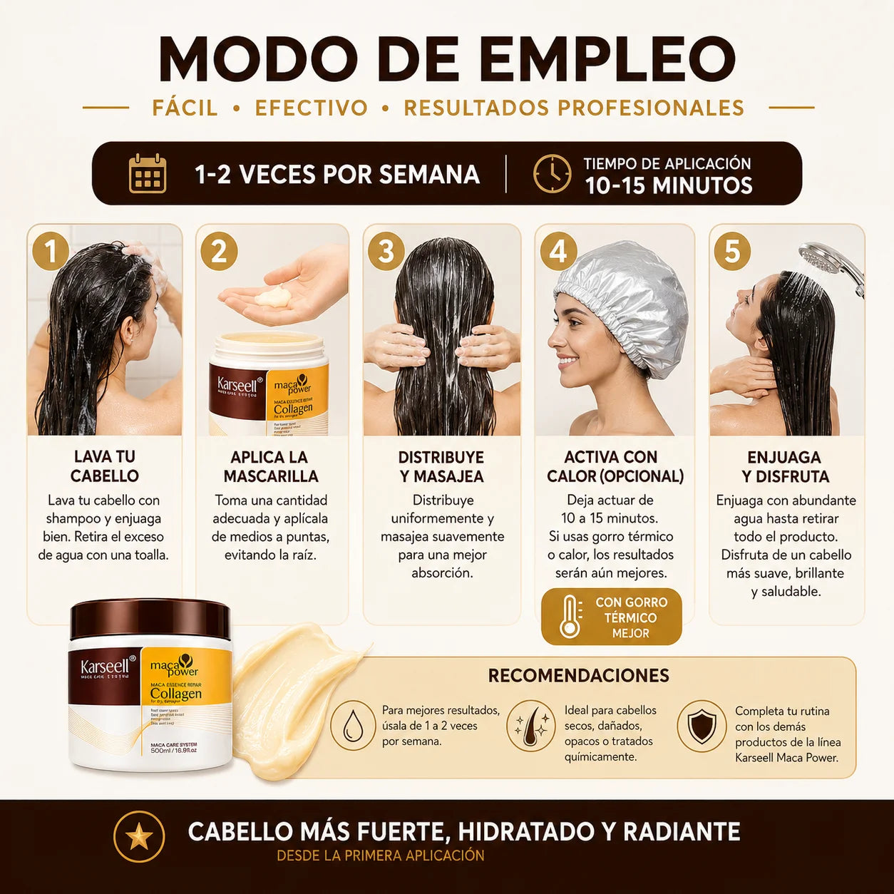 Hair mask deep repair intense hydration collagen argan oil coconut avocado maca shea antifrizz anti-frizz smoothing intense hydration dry and damaged hair all hair types 500 ml