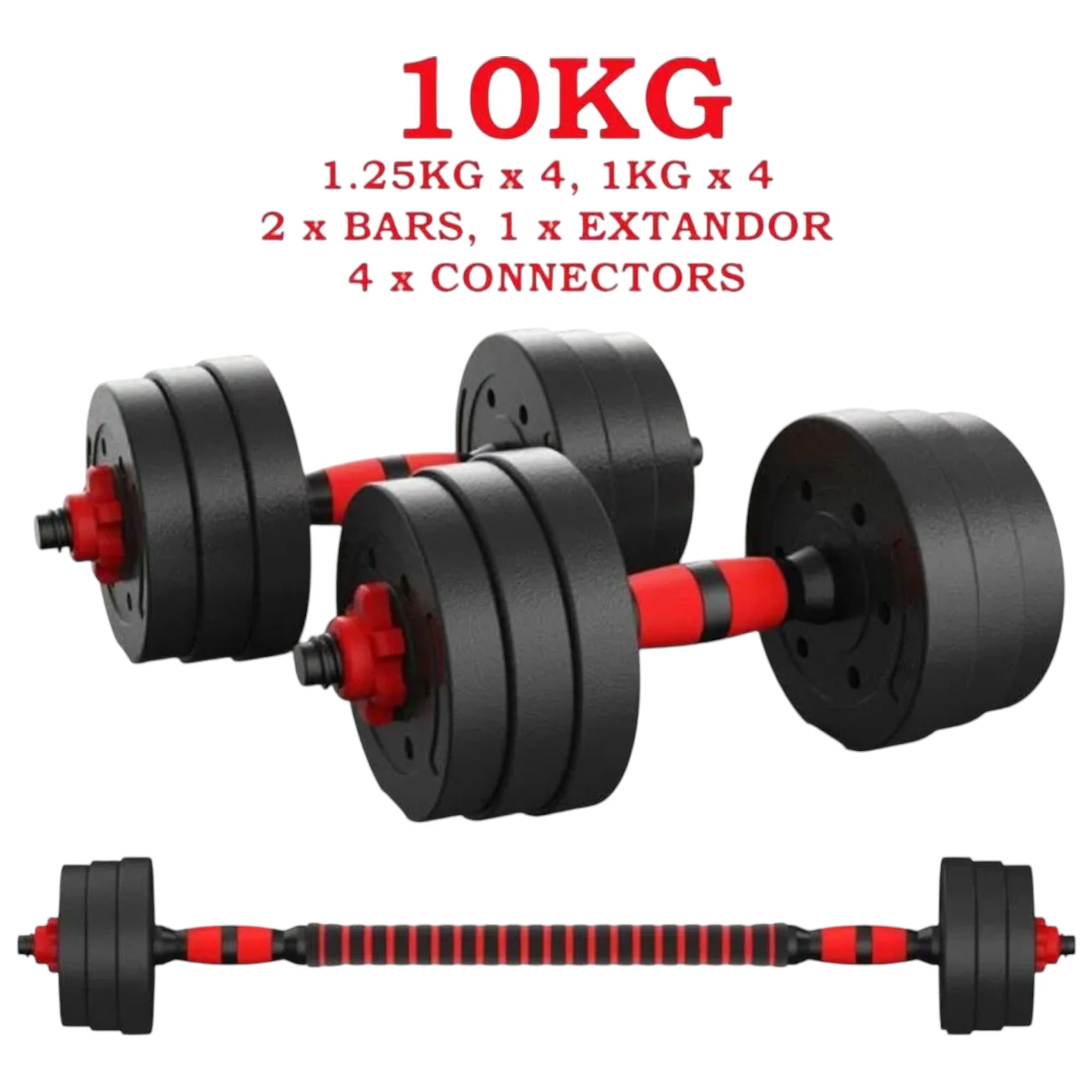 Adjustable Dumbbells 2 in 1 Set by Mikomika, weights 10-30KG