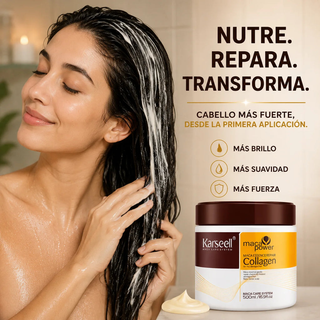 Hair mask deep repair intense hydration collagen argan oil coconut avocado maca shea antifrizz anti-frizz smoothing intense hydration dry and damaged hair all hair types 500 ml