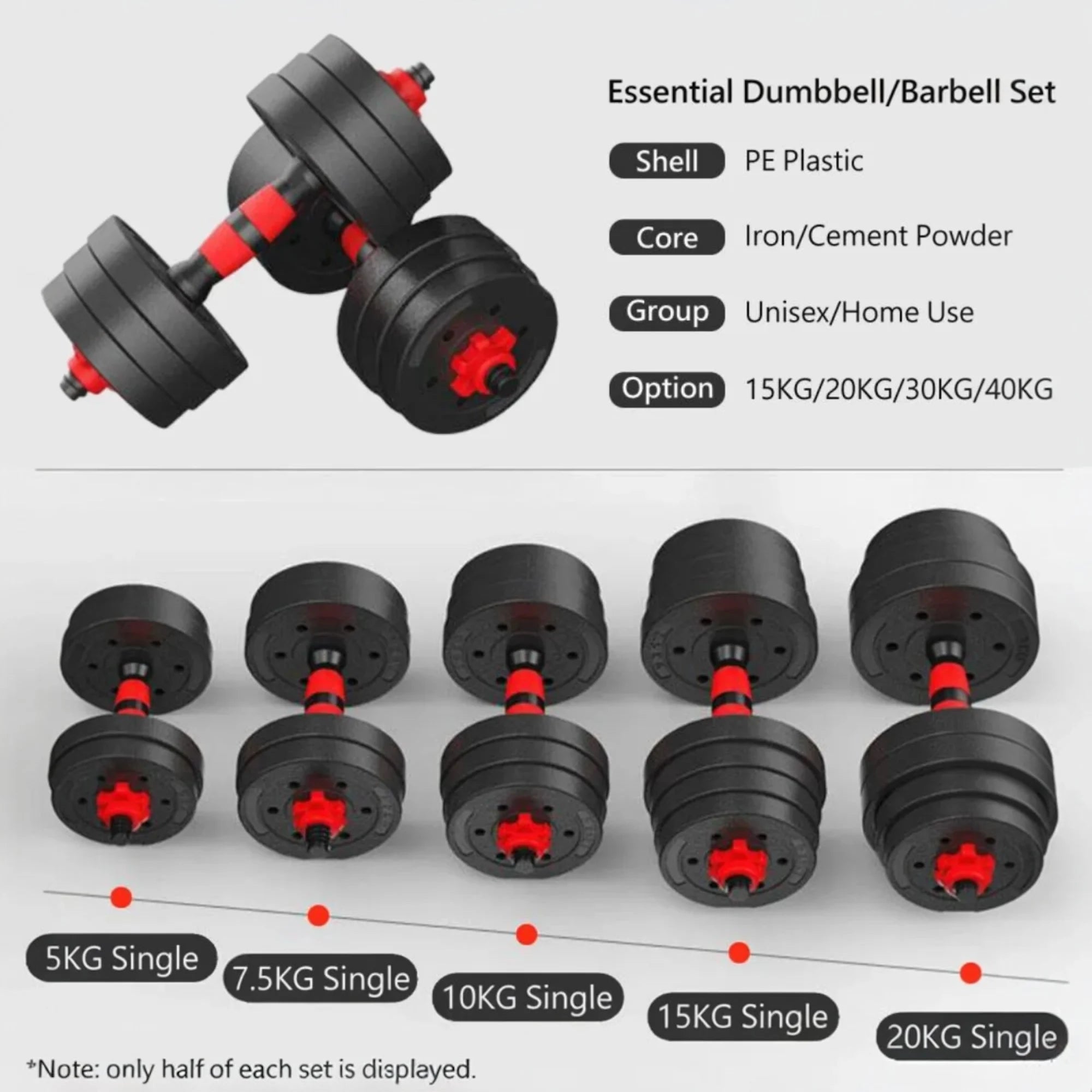 Adjustable Dumbbells 2 in 1 Set by Mikomika, weights 10-30KG