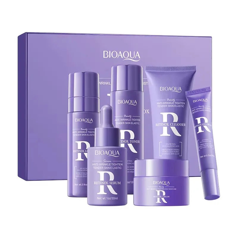 6 Pieces Skin Care Kit Moisturizing Anti Wrinkle Tightening Whitening ReTinol Skin Care Set for