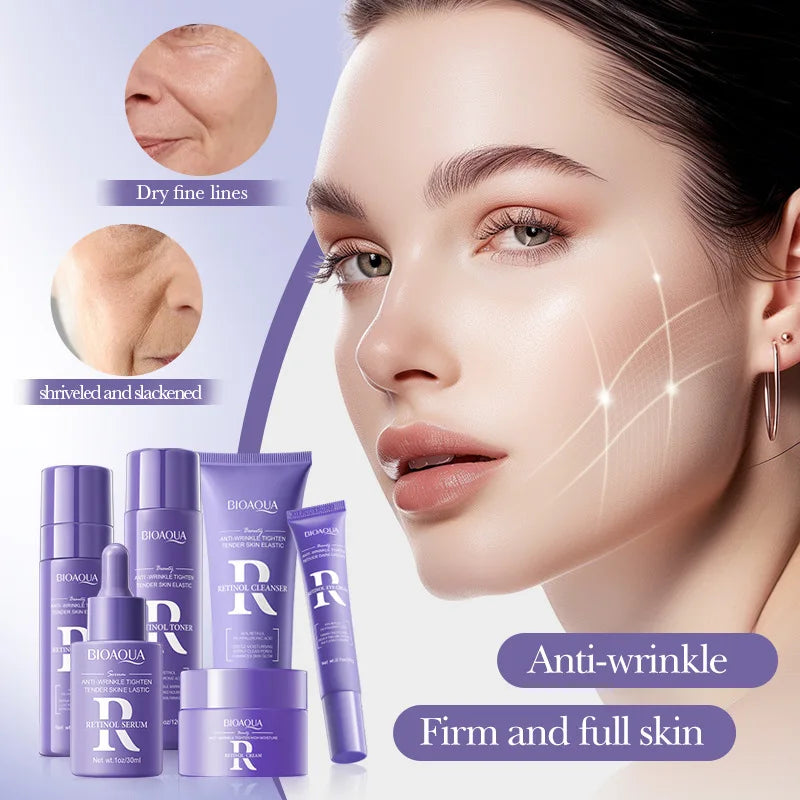 6 Pieces Skin Care Kit Moisturizing Anti Wrinkle Tightening Whitening ReTinol Skin Care Set for