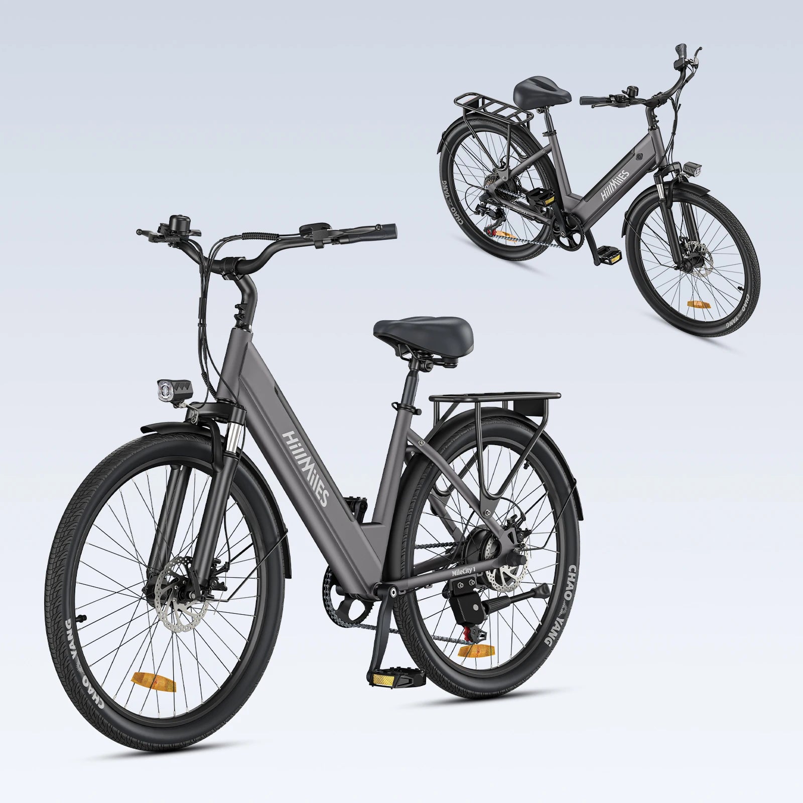 HillMiles MileCity 1 26 "Step-Through Electric Bicycle, Electric Bike with Up to 120 km Range, 250W Motor, 36V 13Ah Battery, 25 km/h, 7-Speed Gear, Disc Brakes, E-bike for Urban Commute, Shipped from Germany