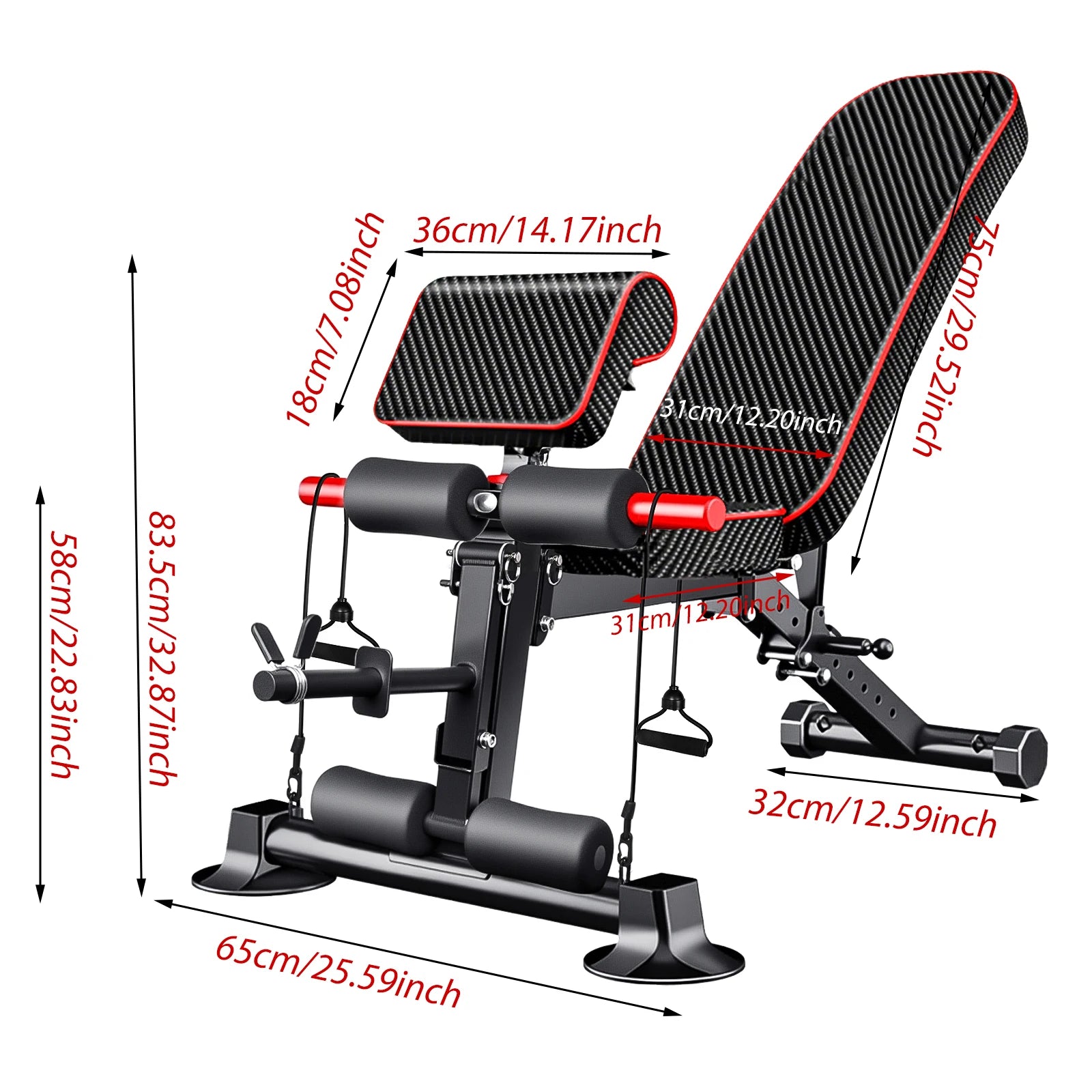 Adjustable Workout Weight Bench Full Body Exercise Dumbbell Bench with Resistance Band Lifting Sit-Ups Gym Workouts Weight Bench