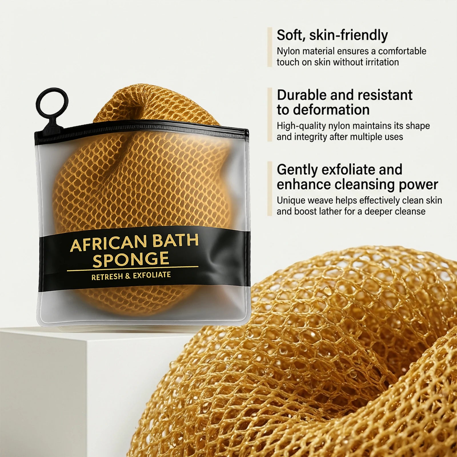 Net Sponge Exfoliating Body Scrubber Long Nylon Bath Net Soft Shower Washcloth Back Scrubber Skincare Towel 1Pc