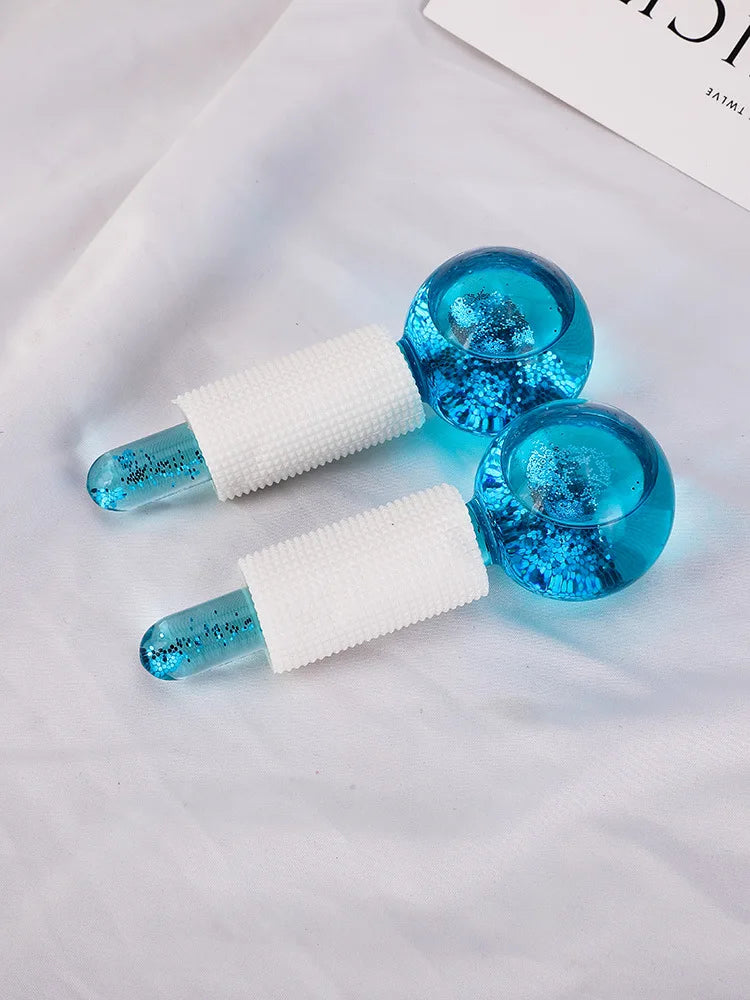 2PCS/Beauty Crystal Ball Facial Cooling Ice Globes Water Wave Face and Eye Massage Skin Care