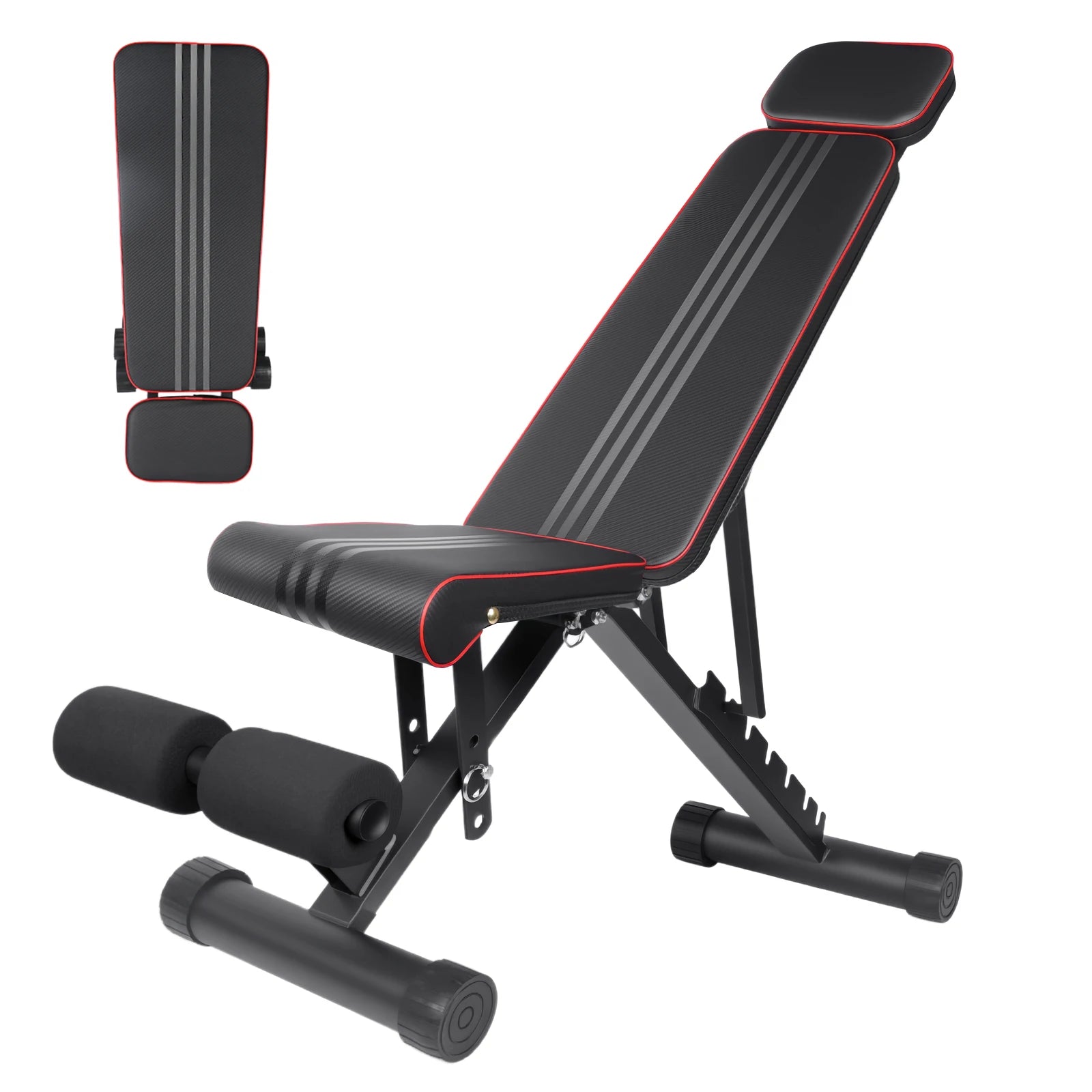 Adjustable Workout Weight Bench Full Body Exercise Dumbbell Bench with Resistance Band Lifting Sit-Ups Gym Workouts Weight Bench