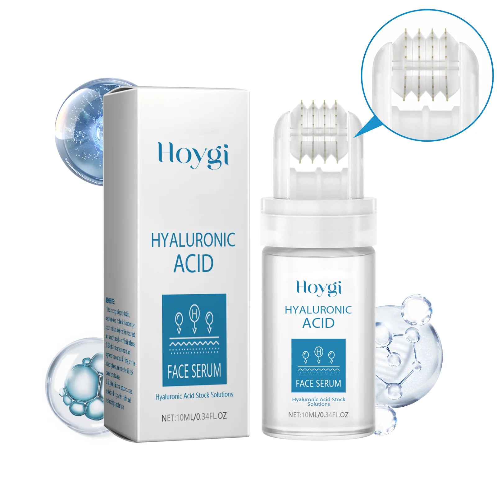 0.25mm Micro Needle Essence Hyaluronic Acid Microneedle Roller Facial Hydrating Brightening Pore Refining Beauty Skin Care Serum