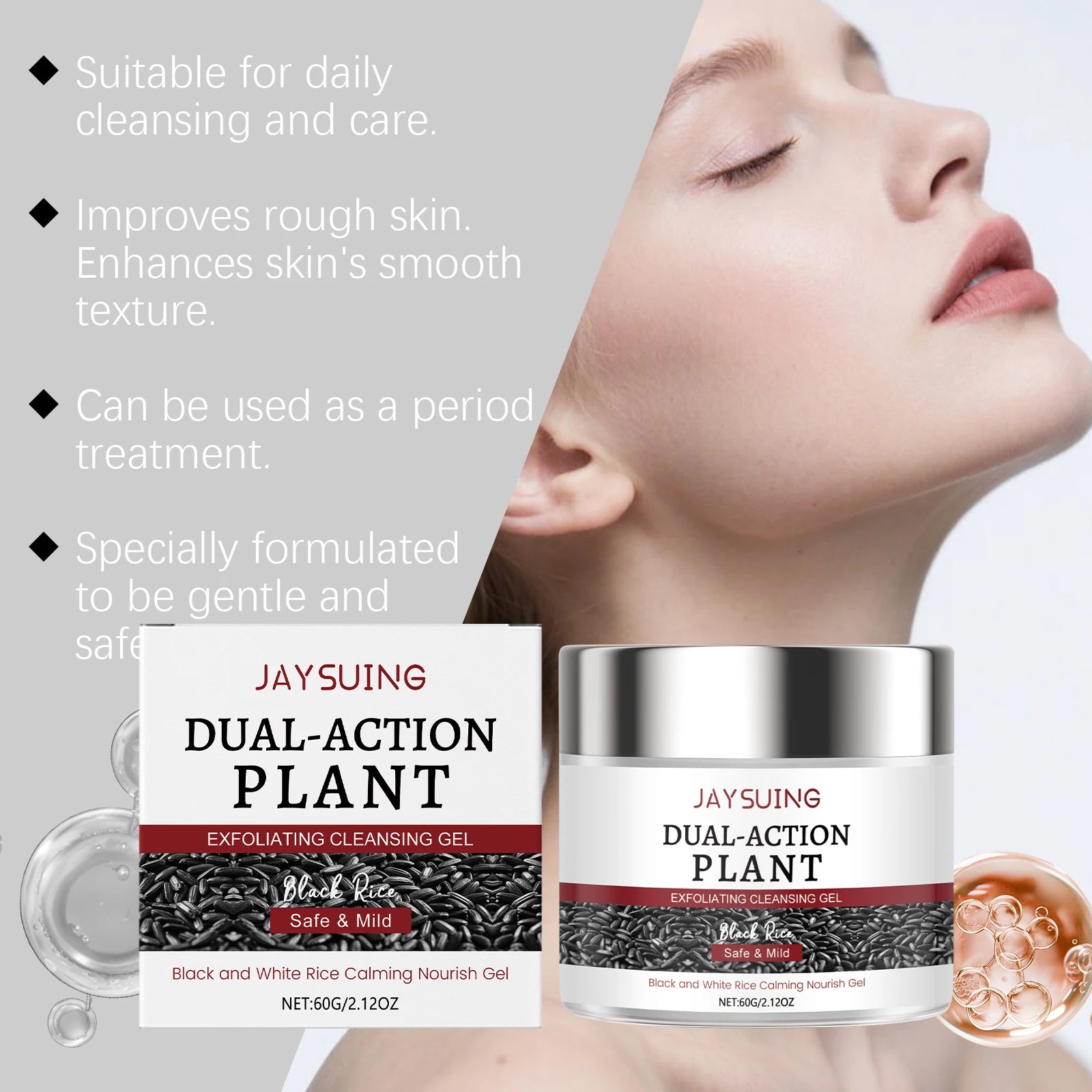 Facial Cleansing Gel 60g, Deep Pore Cleanse Exfoliating Scrub Gentle Face Wash for Smooth Skin Daily Cleanser Winter