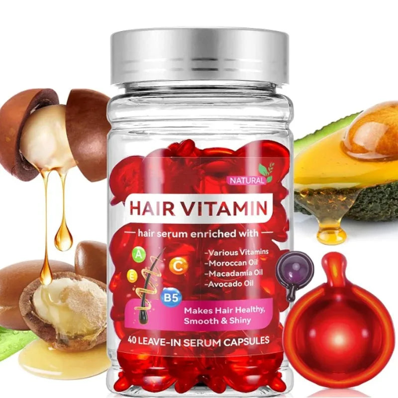 Cápsulas de Aceite Capilar con Aceite Marroquí, Nutritivas y Reparadoras, 40 Unidades