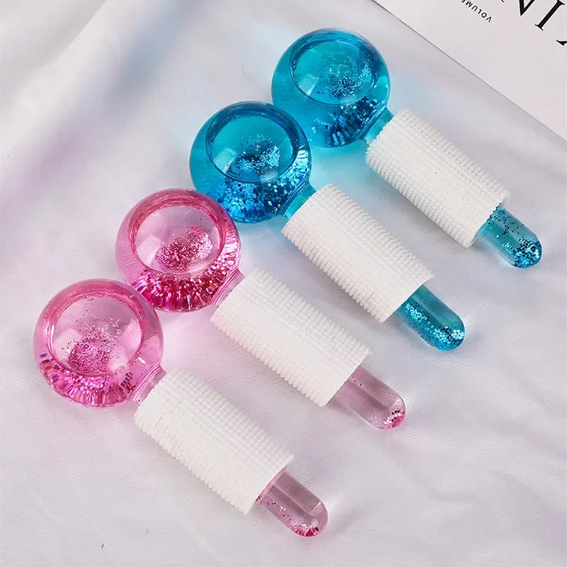 2PCS/Beauty Crystal Ball Facial Cooling Ice Globes Water Wave Face and Eye Massage Skin Care