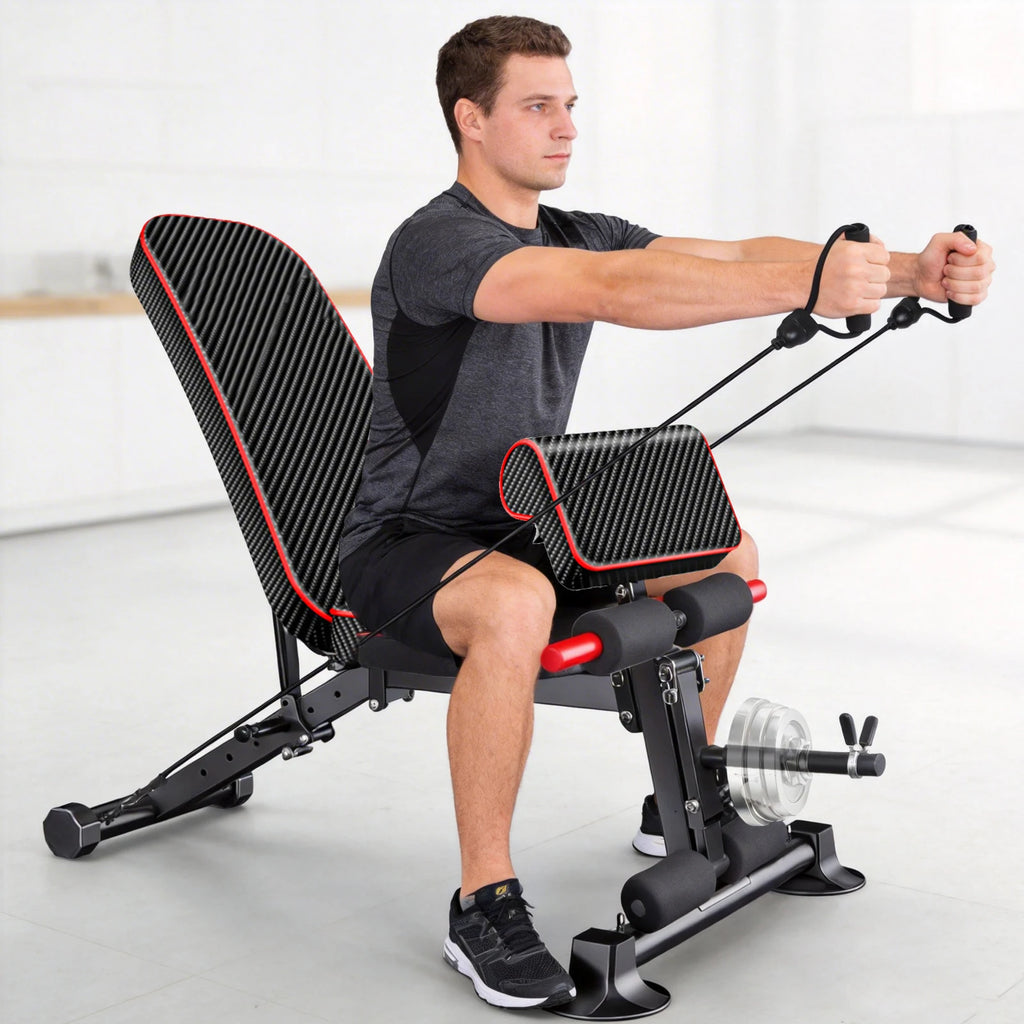 Adjustable Workout Weight Bench Full Body Exercise Dumbbell Bench with Resistance Band Lifting Sit-Ups Gym Workouts Weight Bench