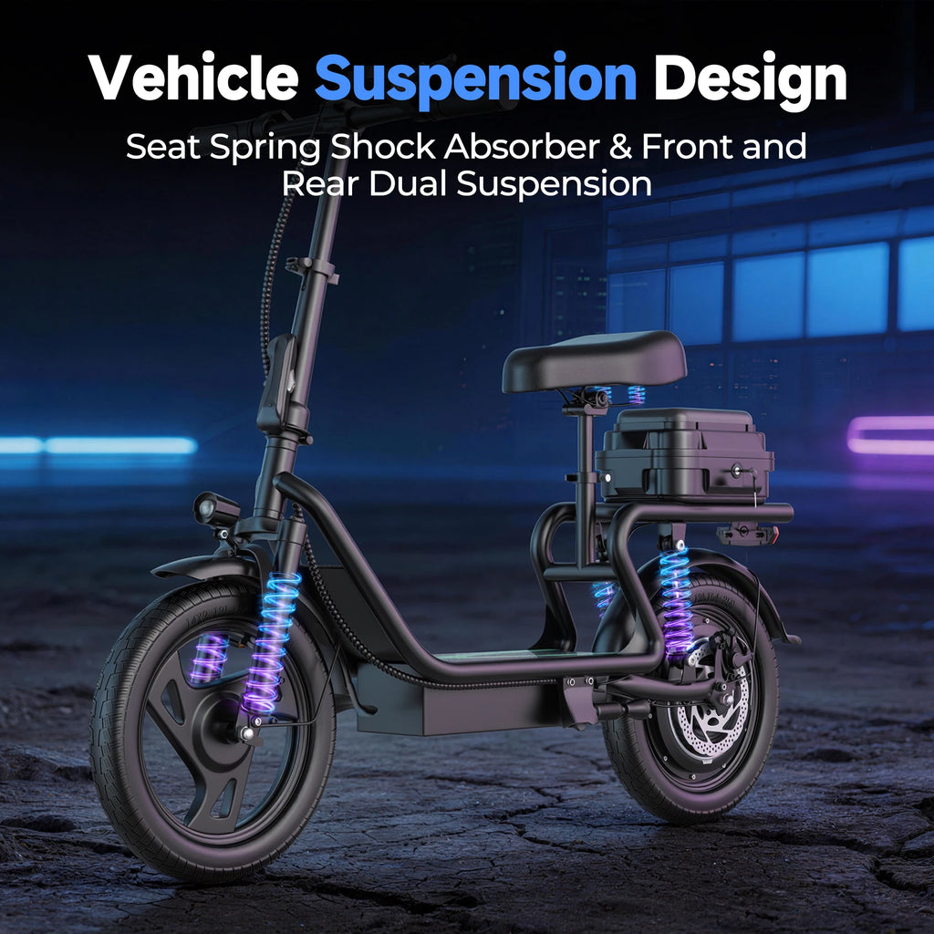 Electric Scooter 48V 22.5Ah Battery 14 Inch Tire Foldable Commuter E Scooter with Storage Box 22MPH Speed 40 Miles