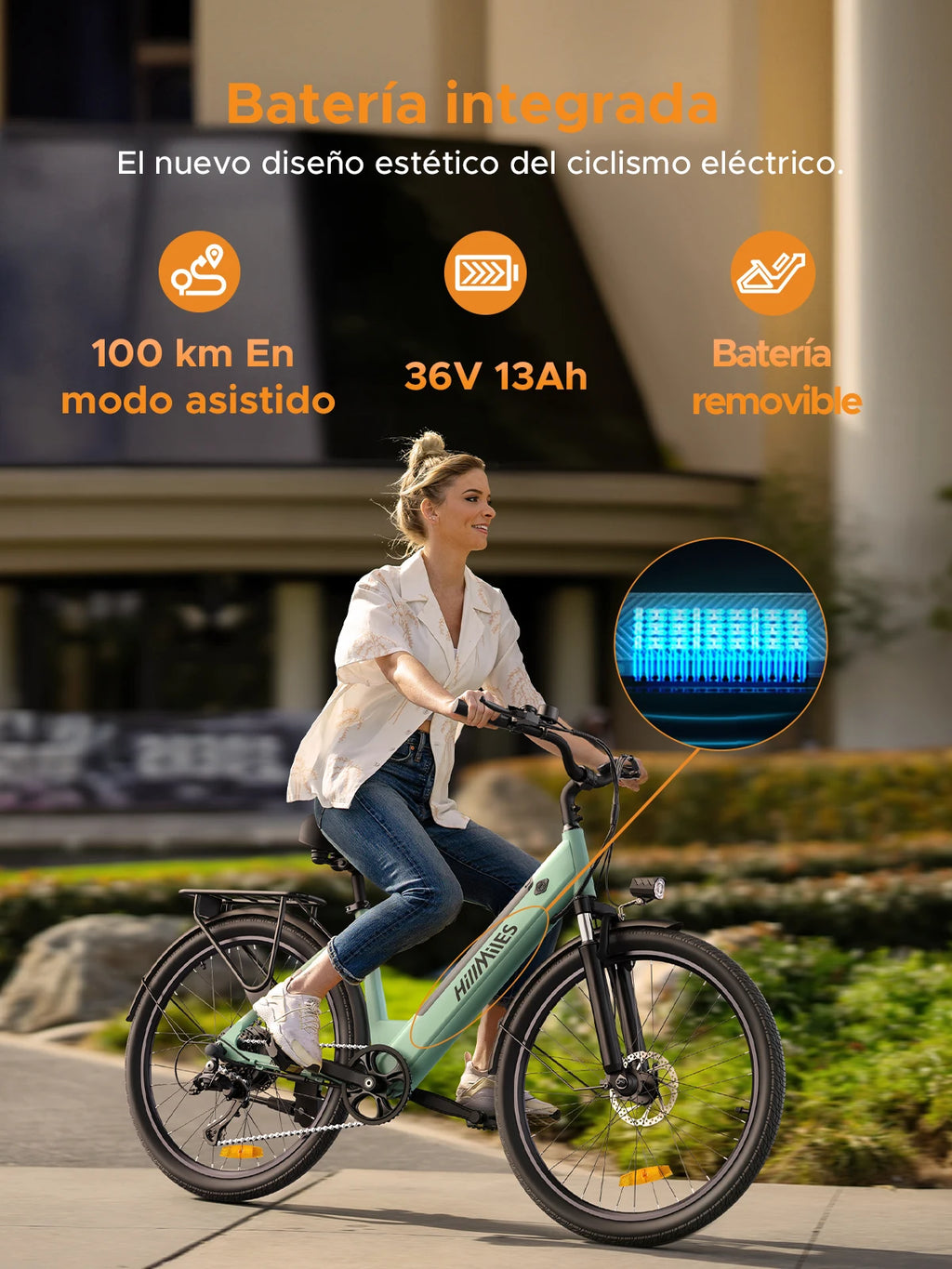 "Electric Bike for Comuting, 120km Range, 250W, 36V 13Ah Battery, Speed 25 km/h, 7 Gears, Disc Brakes E-bike