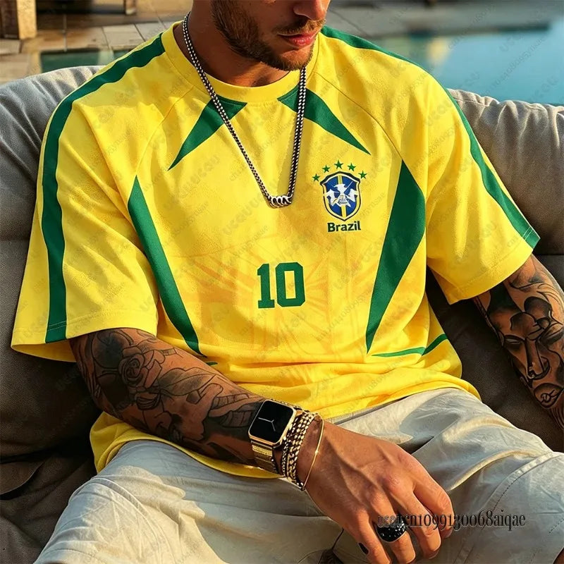 Brazil Football Jerseys For Men 2026 World Football Match Sports Tshirts Tees Fans Gifts Man Clothing 6XL
