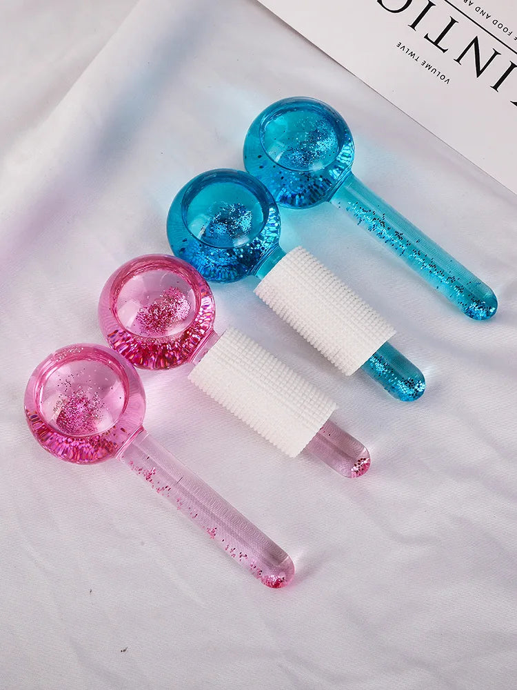 2PCS/Beauty Crystal Ball Facial Cooling Ice Globes Water Wave Face and Eye Massage Skin Care