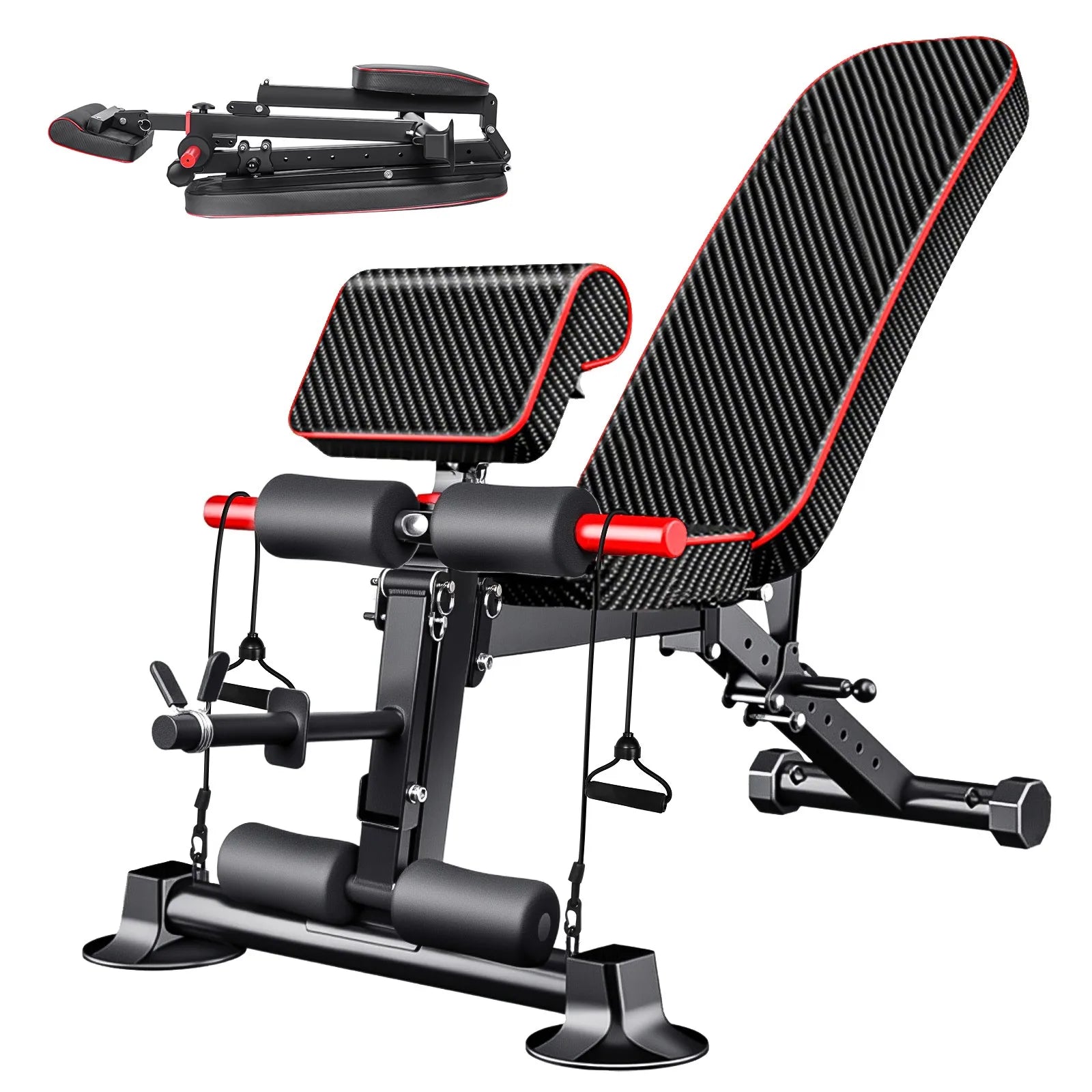 Adjustable Workout Weight Bench Full Body Exercise Dumbbell Bench with Resistance Band Lifting Sit-Ups Gym Workouts Weight Bench