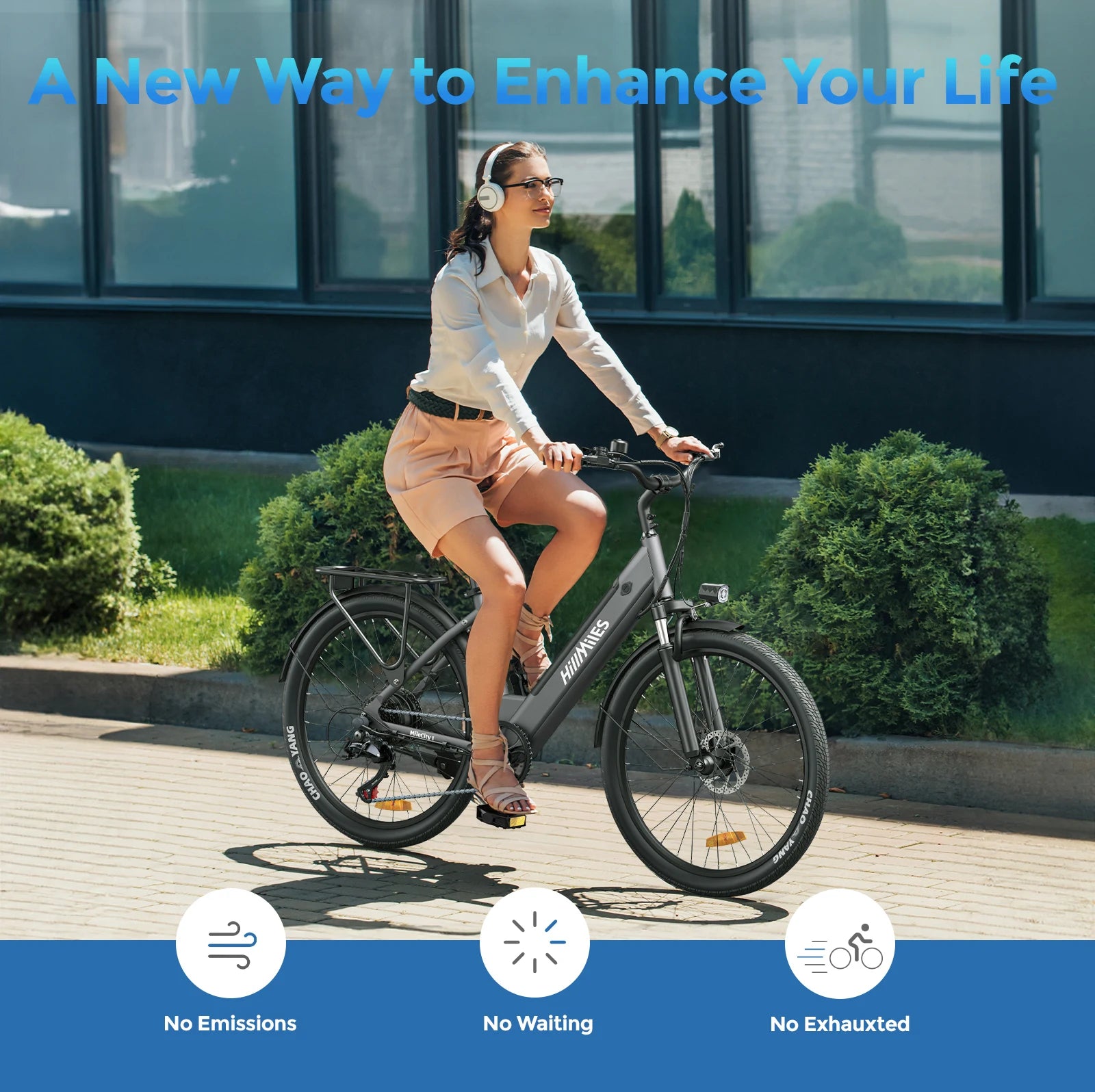 HillMiles MileCity 1 26 "Step-Through Electric Bicycle, Electric Bike with Up to 120 km Range, 250W Motor, 36V 13Ah Battery, 25 km/h, 7-Speed Gear, Disc Brakes, E-bike for Urban Commute, Shipped from Germany