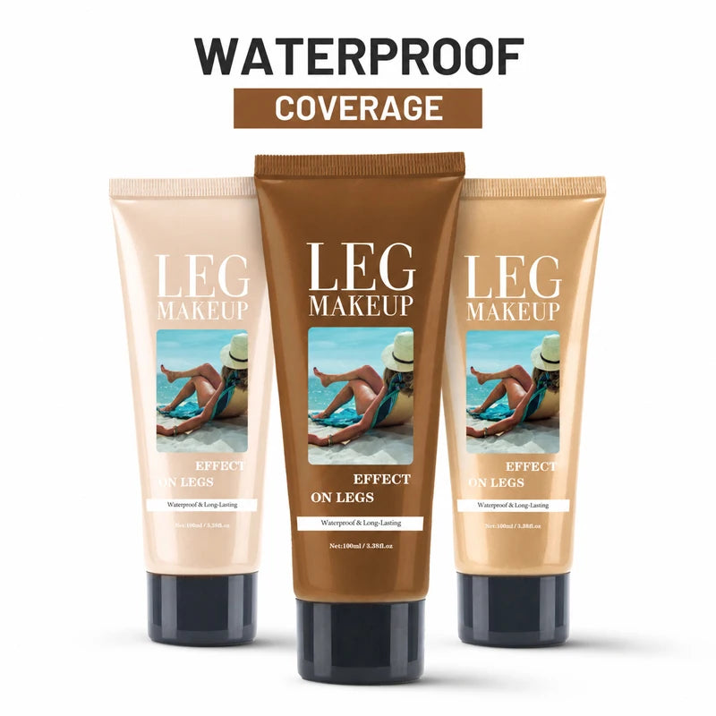 Waterproof Body Makeup for Legs, Full Coverage Leg Concealer Cream, Covers Veins Spots Bruises, Sweat-Resistant Natural Glow