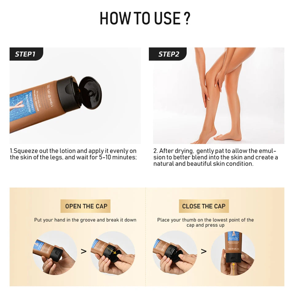 116ml Leg Makeup Waterproof Long Lasting Body Foundation Even Skin Tone Medium Bronze Tanning Cream Anti-Transfer