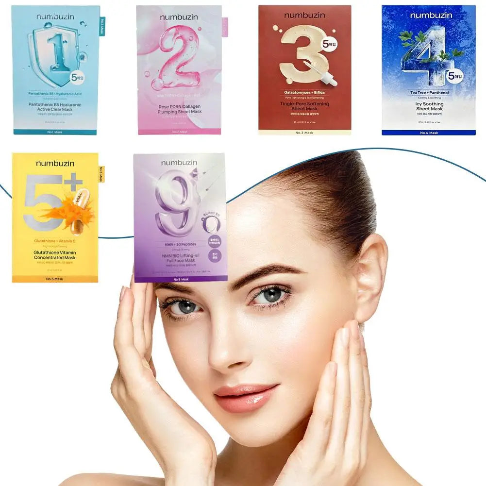 Mask No.1 Active Clear, No.2 Plumping, No.3 Tingle-Pore, No.4 Soothing, No.5 Vitamin C, No.9 Lifting Face Mask