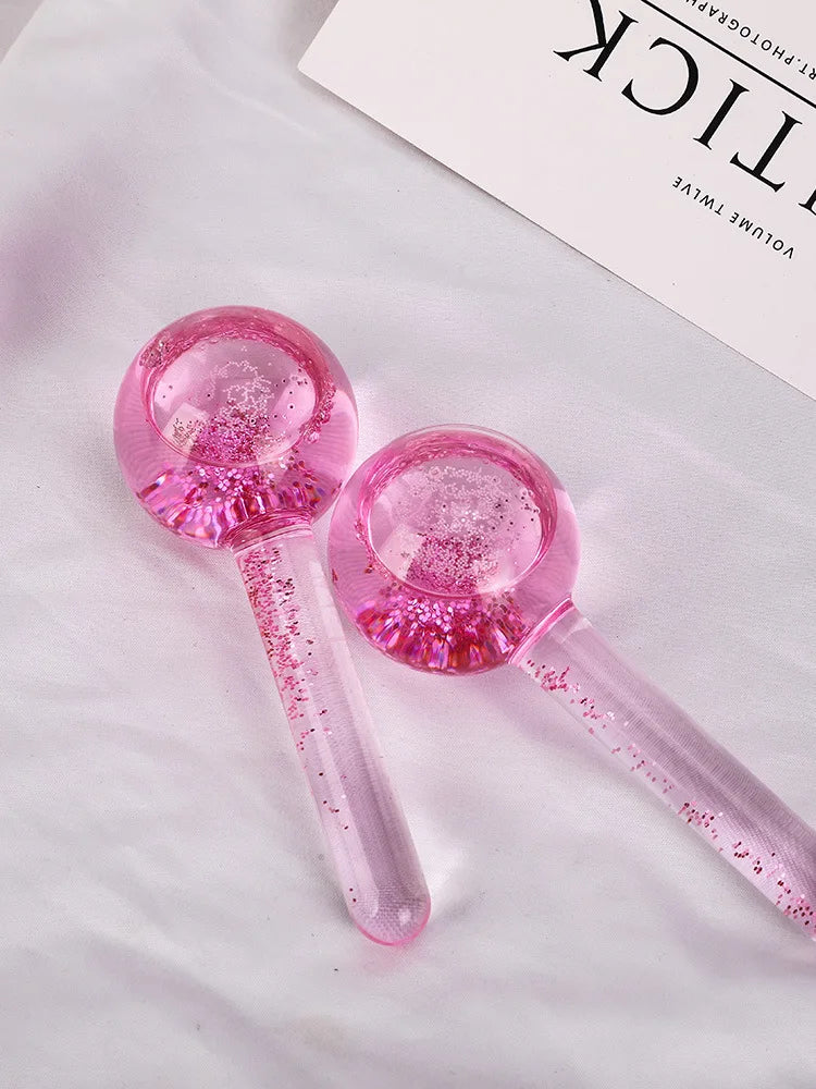 2PCS/Beauty Crystal Ball Facial Cooling Ice Globes Water Wave Face and Eye Massage Skin Care