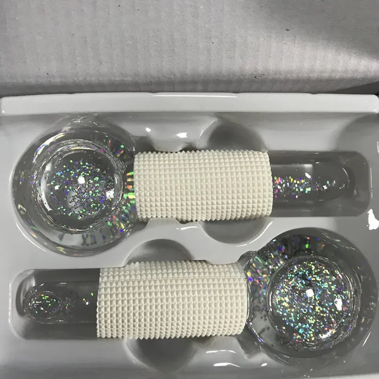 2PCS/Beauty Crystal Ball Facial Cooling Ice Globes Water Wave Face and Eye Massage Skin Care