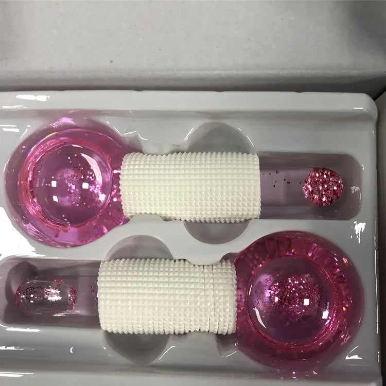 2PCS/Beauty Crystal Ball Facial Cooling Ice Globes Water Wave Face and Eye Massage Skin Care
