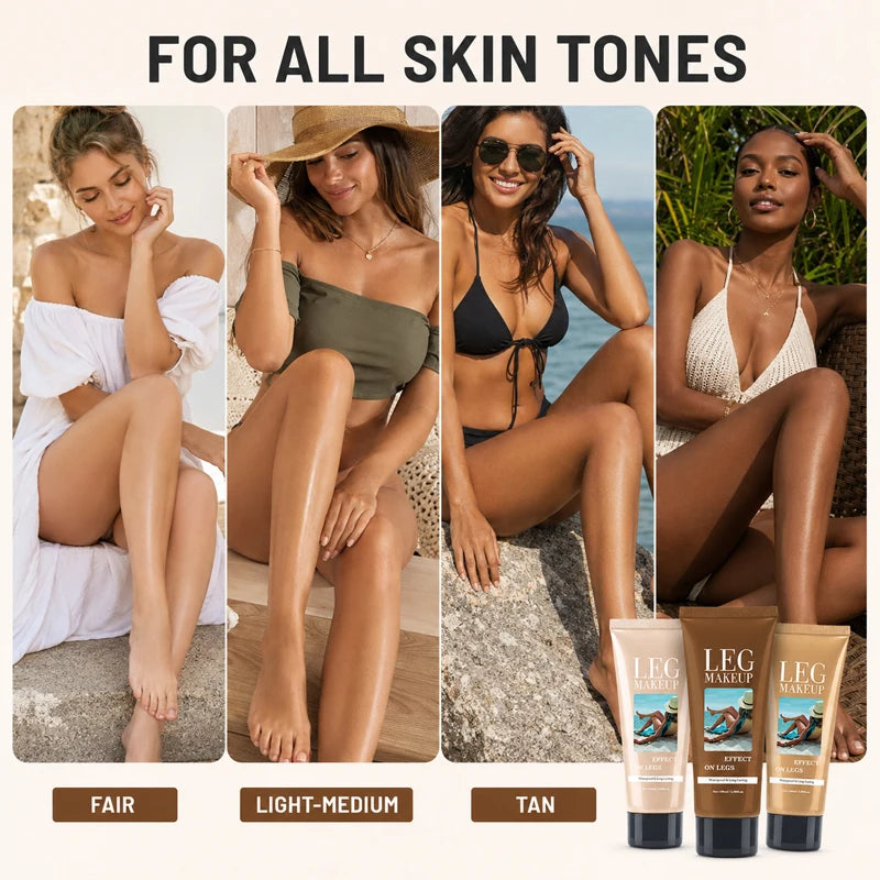 Waterproof Body Makeup for Legs, Full Coverage Leg Concealer Cream, Covers Veins Spots Bruises, Sweat-Resistant Natural Glow