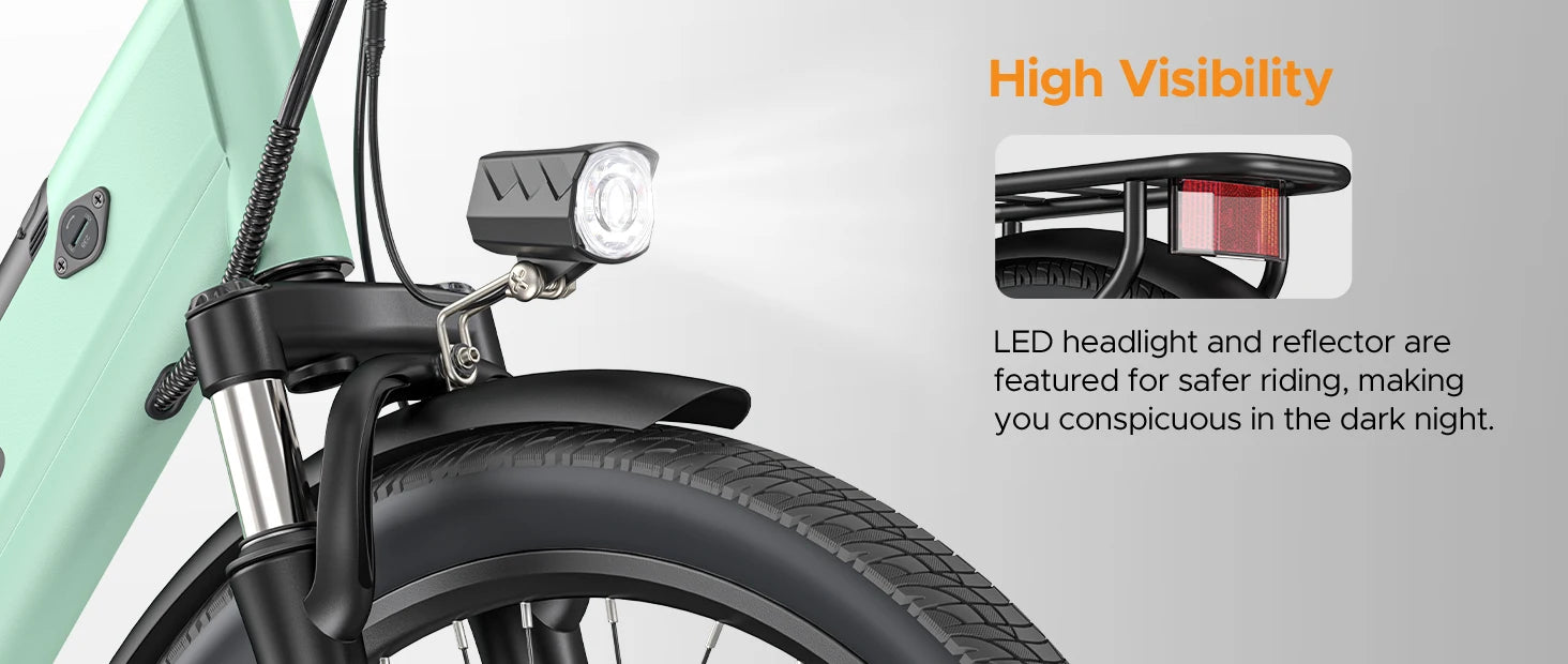 "Electric Bike for Comuting, 120km Range, 250W, 36V 13Ah Battery, Speed 25 km/h, 7 Gears, Disc Brakes E-bike