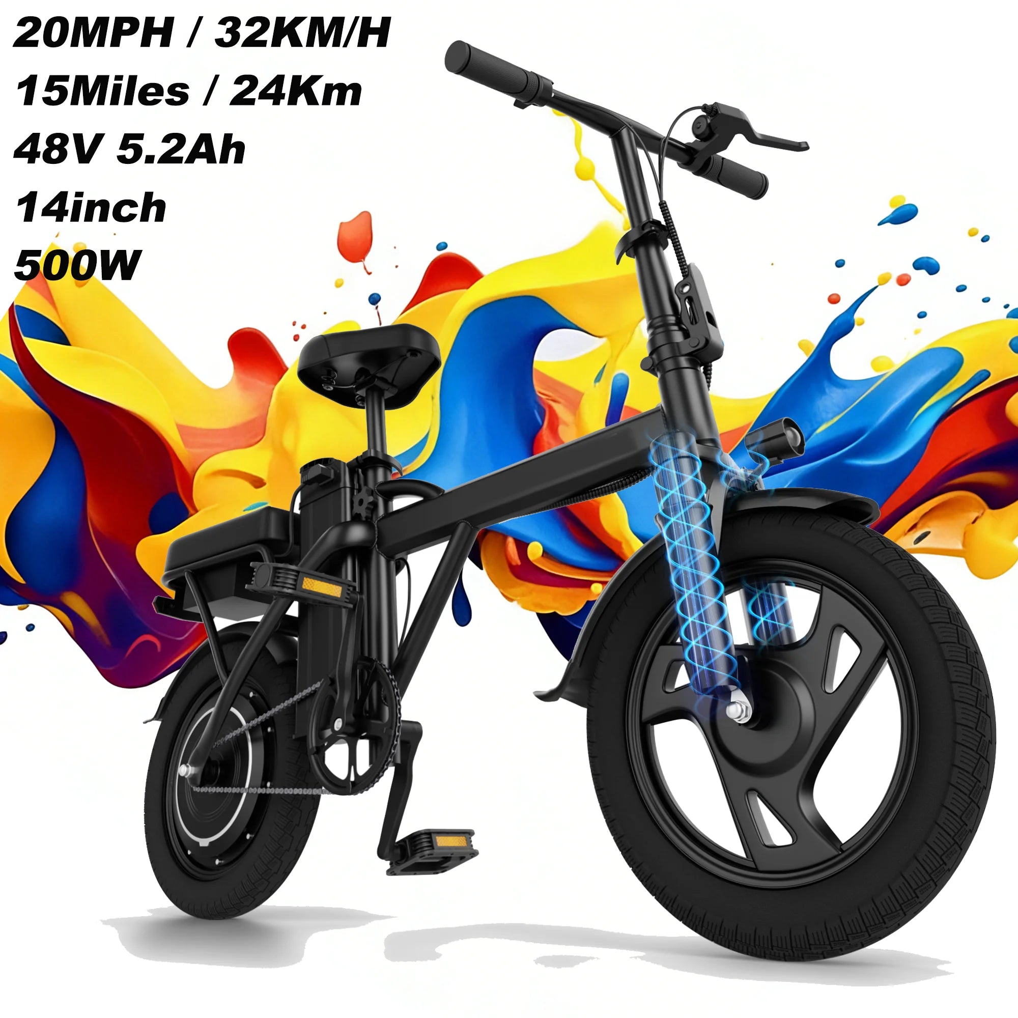 Electric Bike 22MPH 40Miles 14inch All-Terrain E-Bike for Adults