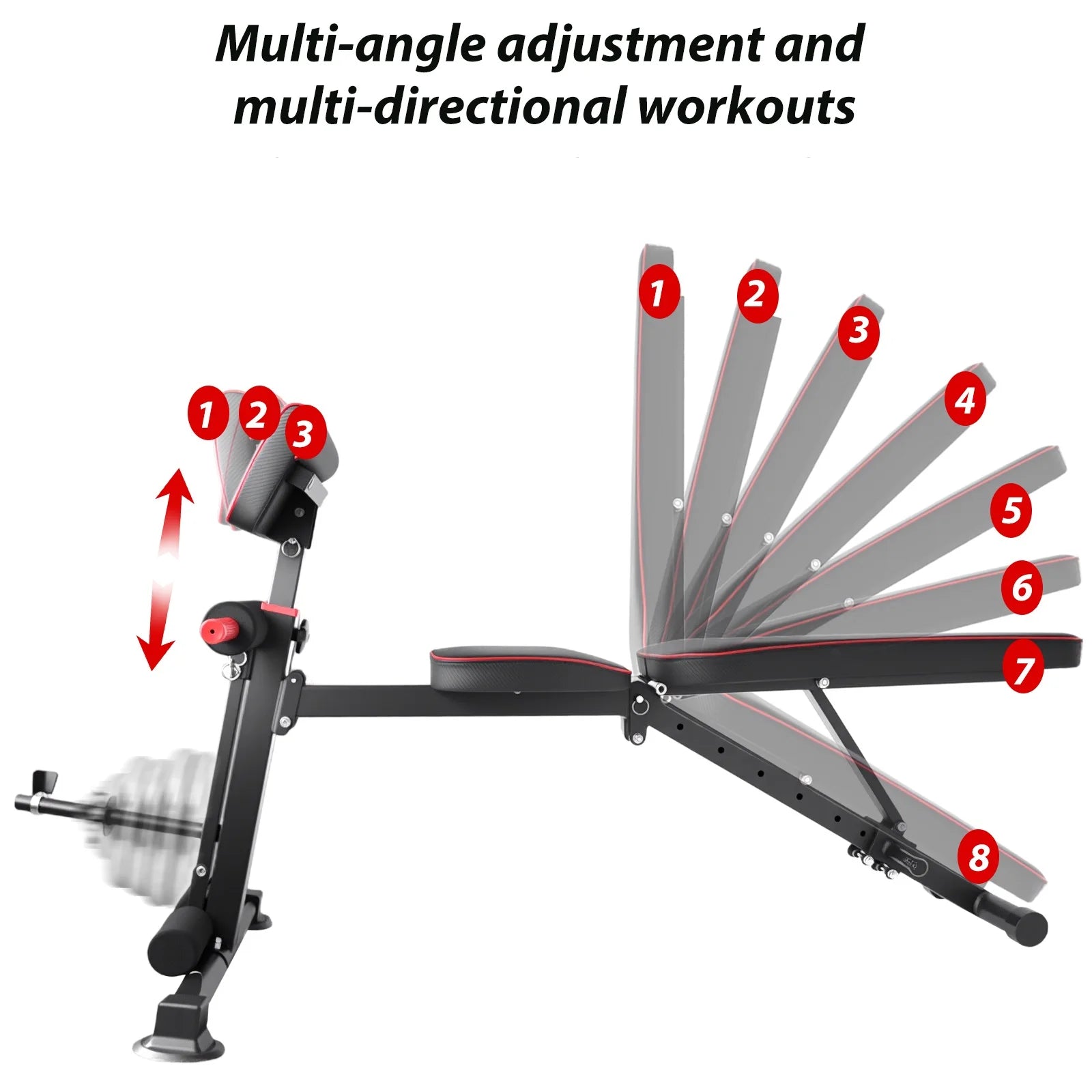 Adjustable Workout Weight Bench Full Body Exercise Dumbbell Bench with Resistance Band Lifting Sit-Ups Gym Workouts Weight Bench