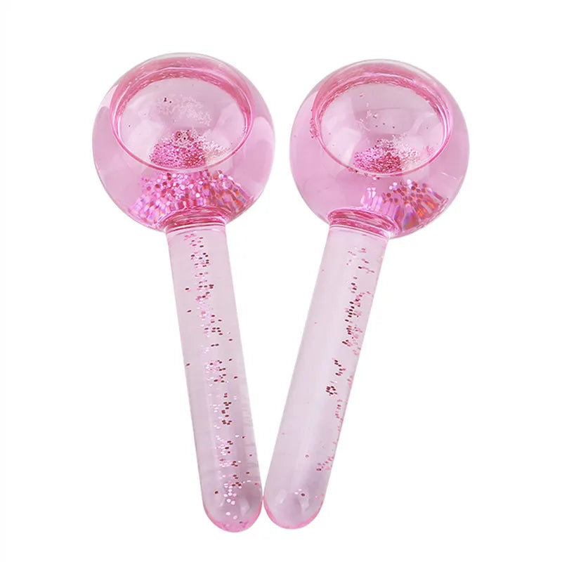 2PCS/Beauty Crystal Ball Facial Cooling Ice Globes Water Wave Face and Eye Massage Skin Care
