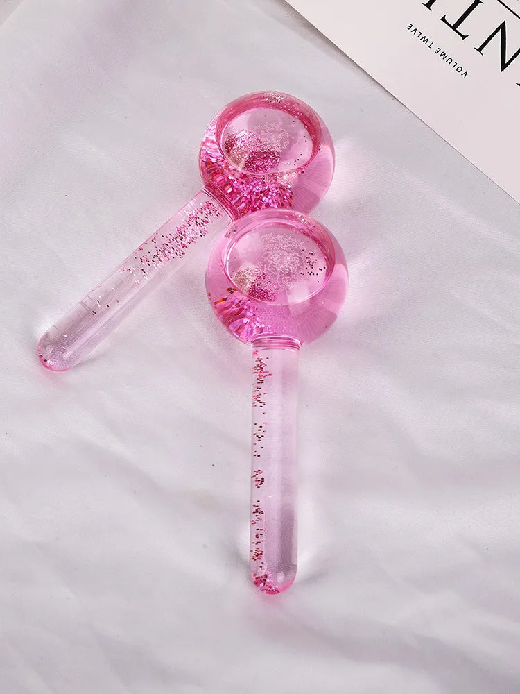 2PCS/Beauty Crystal Ball Facial Cooling Ice Globes Water Wave Face and Eye Massage Skin Care