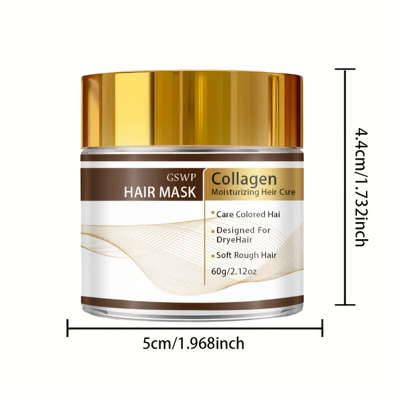 Moroccan Collagen Hair Mask, containing glycerin, collagen, and biotin, deeply moisturizes, leaves hair smooth. 60/120/180g
