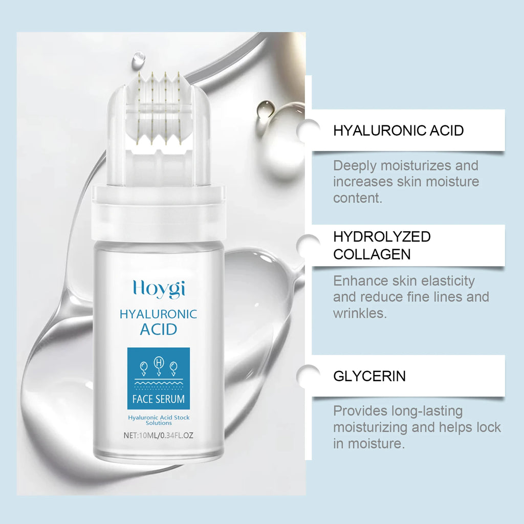 0.25mm Micro Needle Essence Hyaluronic Acid Microneedle Roller Facial Hydrating Brightening Pore Refining Beauty Skin Care Serum