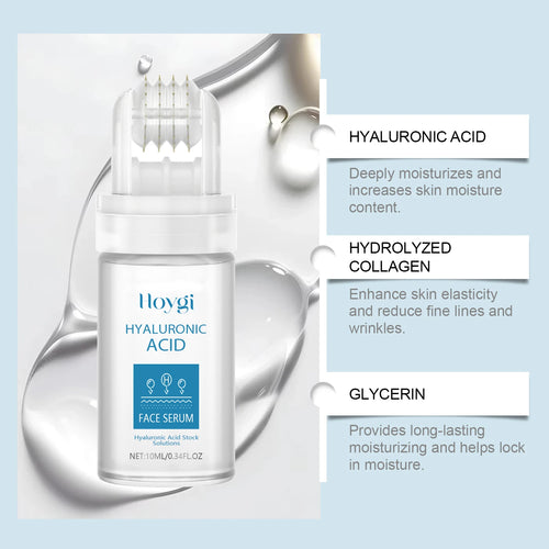 0.25mm Micro Needle Essence Hyaluronic Acid Microneedle Roller Facial Hydrating Brightening Pore Refining Beauty Skin Care Serum