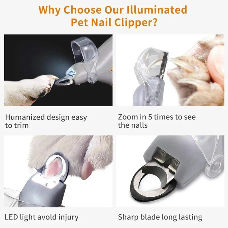 LED Light Cat Dog Nail Clipper Tool Scissors Nail Toeclaw Cutter Scissors Pet Supply