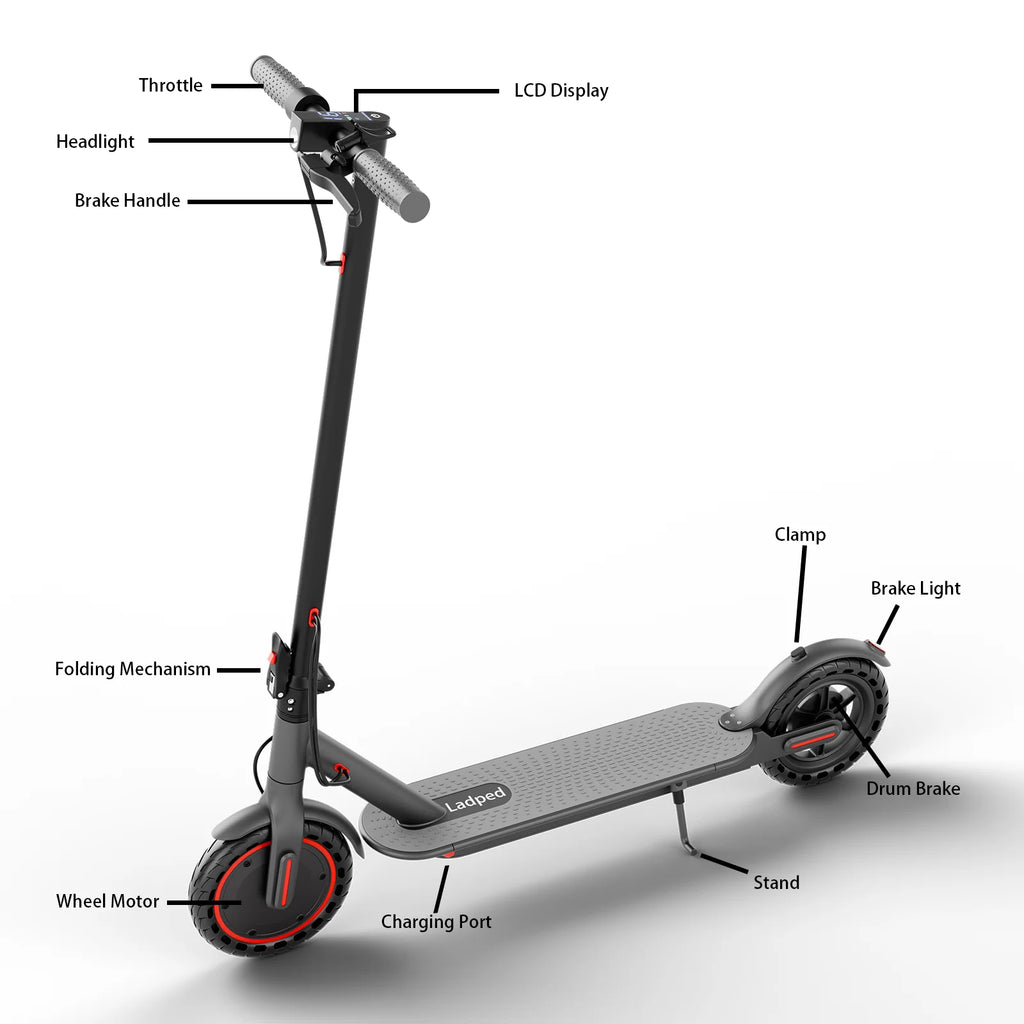 Electric Scooter With Seat Storage Bag 350W 36V 5.2Ah 19/MPH 16Miles Range APP Control Commute E-Scooter