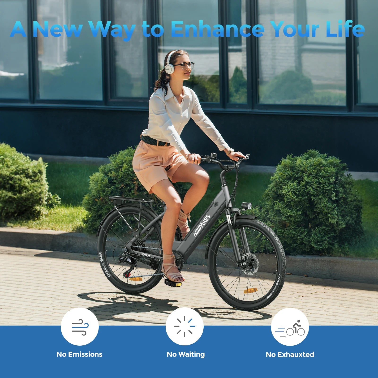 HillMiles MileCity 1 26 "Step-Through Electric Bicycle, Electric Bike with Up to 120 km Range, 250W Motor, 36V 13Ah Battery, 25 km/h, 7-Speed Gear, Disc Brakes, E-bike for Urban Commute, Shipped from Germany