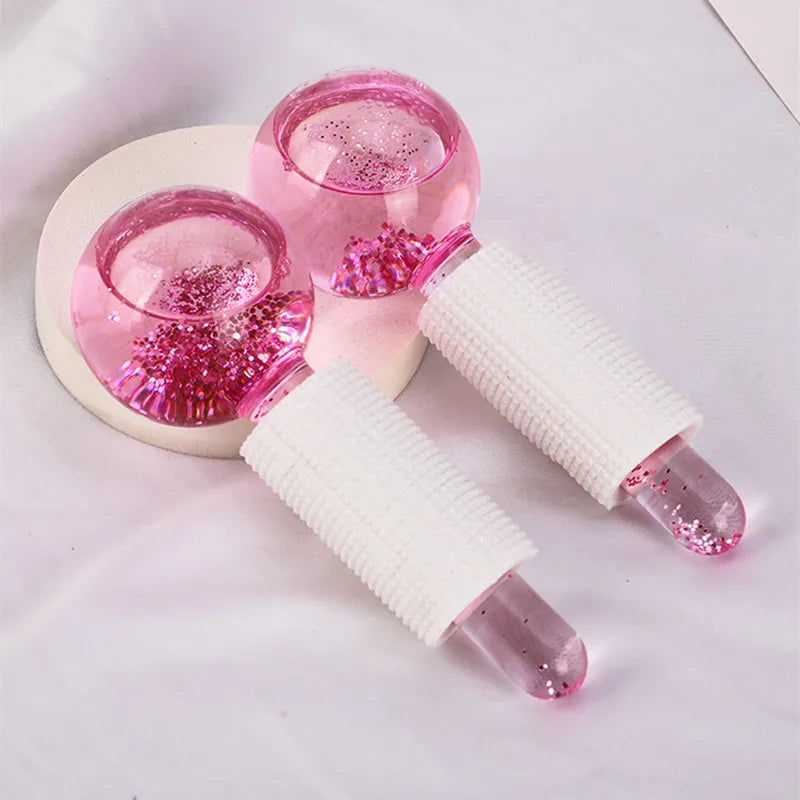 2PCS/Beauty Crystal Ball Facial Cooling Ice Globes Water Wave Face and Eye Massage Skin Care
