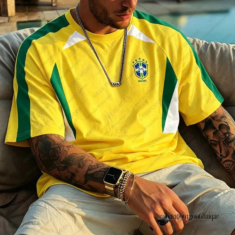 Brazil Football Jerseys For Men 2026 World Football Match Sports Tshirts Tees Fans Gifts Man Clothing 6XL
