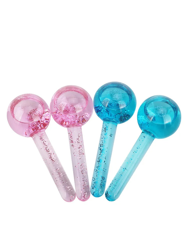 2PCS/Beauty Crystal Ball Facial Cooling Ice Globes Water Wave Face and Eye Massage Skin Care