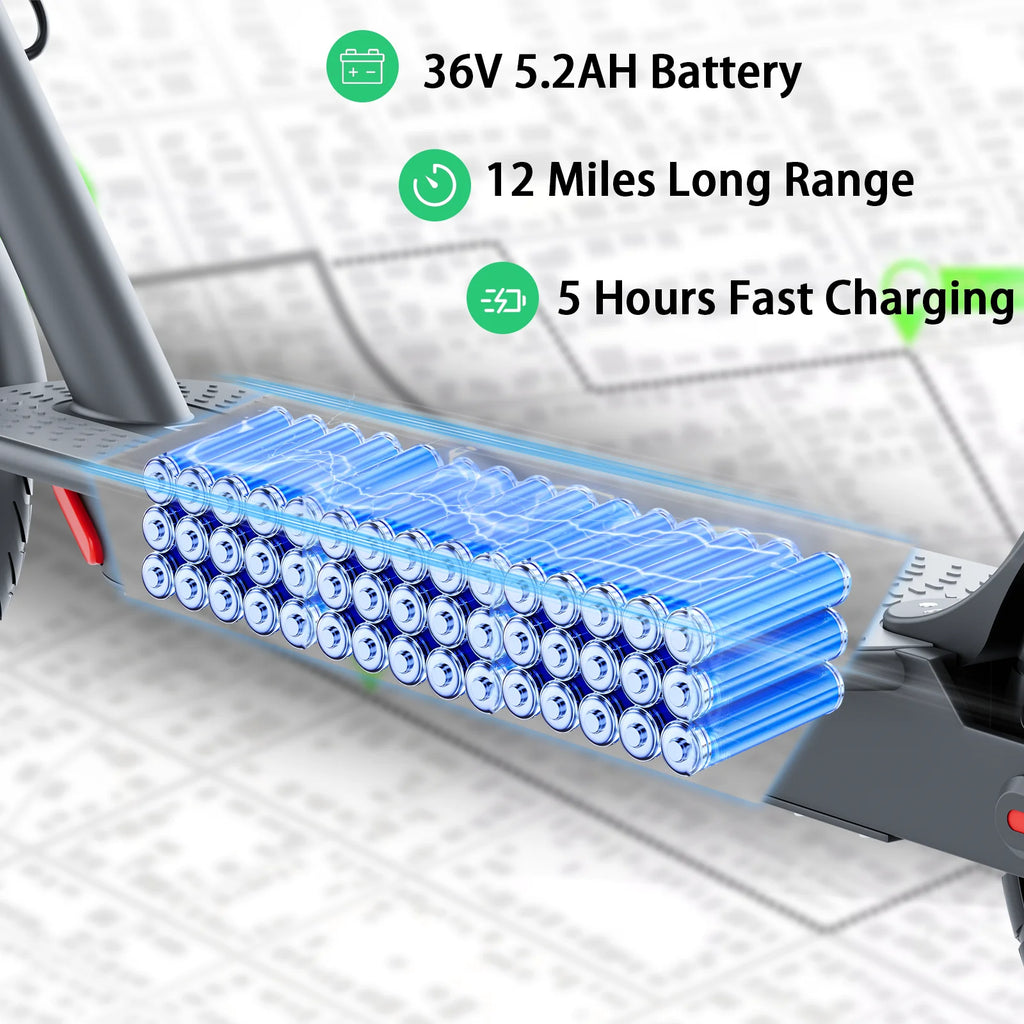 Electric Scooter With Seat Storage Bag 350W 36V 5.2Ah 19/MPH 16Miles Range APP Control Commute E-Scooter