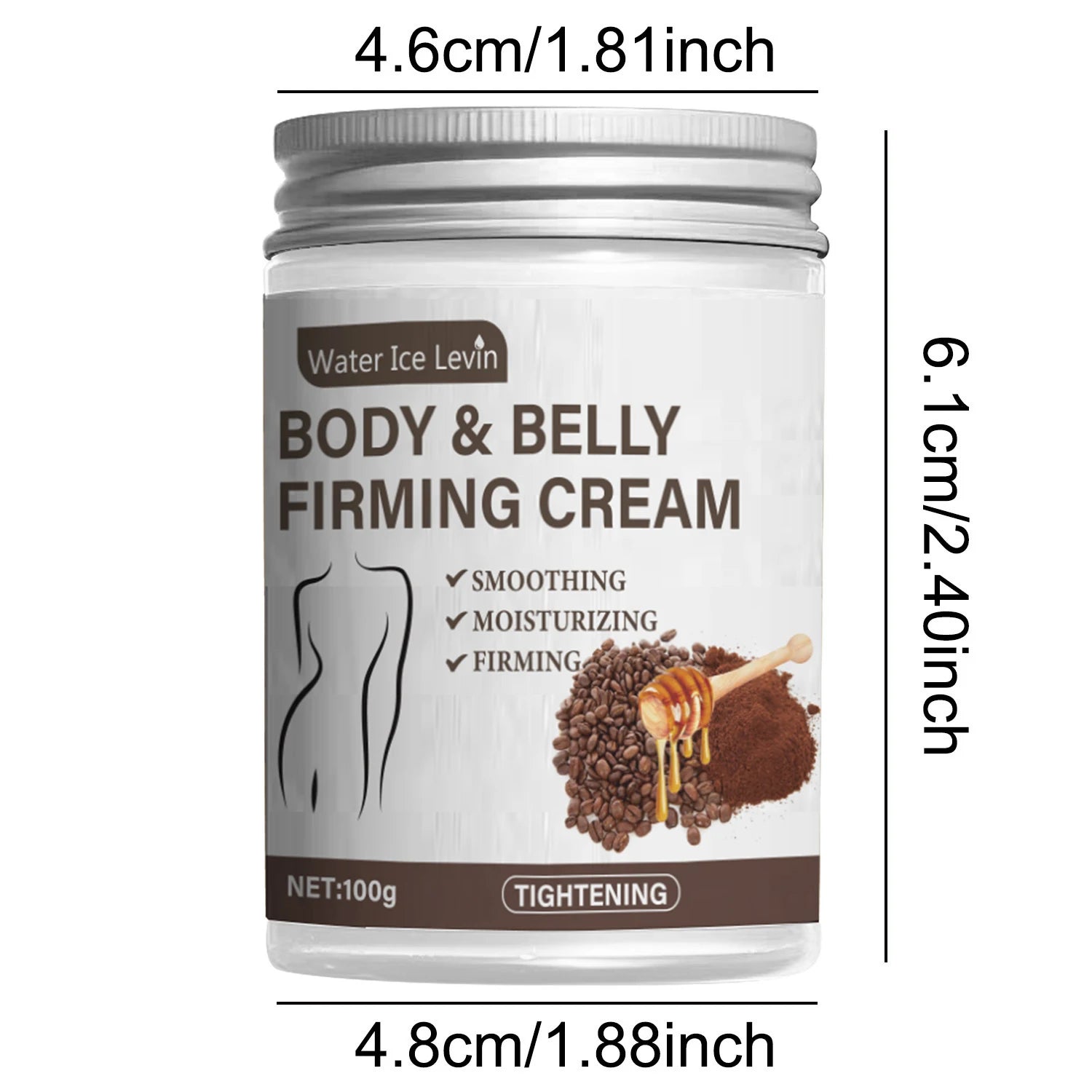 Firming Cream Contains Caffeine and Coconut Oil, Rich in Vitamin E, Fragrance-Free, Tightens and Lifts the Abdomen, Thighs, Buttocks, Arms, All Skin Types, Hypoallergenic, Whitening Effect